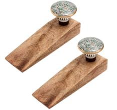 2 Pieces Green Butterfly Swarm Ceramic Wooden Door Stopper